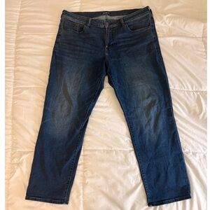 men's dark blue express straight leg jeans